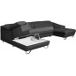 Canapé d'angle en 100% tout cuir italien de luxe 8 places convertible et coffre, DENY, gris foncé, angle gauche