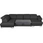 Canapé d'angle en 100% tout cuir italien de luxe 8 places convertible et coffre, DENY, gris foncé, angle gauche