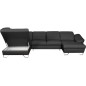 Canapé d'angle en 100% tout cuir italien de luxe 8 places convertible et coffre, DENY, gris foncé, angle gauche