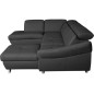 Canapé d'angle en 100% tout cuir italien de luxe 8 places convertible et coffre, DENY, gris foncé, angle gauche