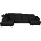 - Canapé d'angle en 100% tout cuir italien de luxe 8 places convertible et coffre, DENY, noir, angle gauche