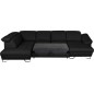 - Canapé d'angle en 100% tout cuir italien de luxe 8 places convertible et coffre, DENY, noir, angle gauche