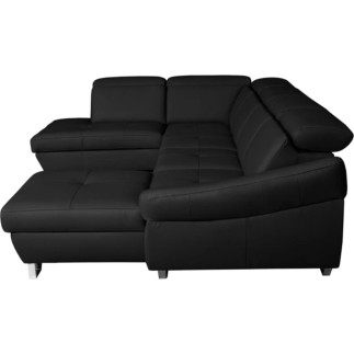 - Canapé d'angle en 100% tout cuir italien de luxe 8 places convertible et coffre, DENY, noir, angle gauche