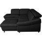 - Canapé d'angle en 100% tout cuir italien de luxe 8 places convertible et coffre, DENY, noir, angle gauche