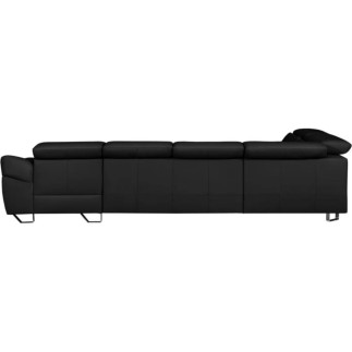 - Canapé d'angle en 100% tout cuir italien de luxe 8 places convertible et coffre, DENY, noir, angle gauche