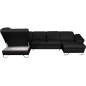 - Canapé d'angle en 100% tout cuir italien de luxe 8 places convertible et coffre, DENY, noir, angle gauche