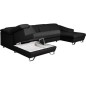 - Canapé d'angle en 100% tout cuir italien de luxe 8 places convertible et coffre, DENY, noir, angle gauche