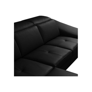 - Canapé d'angle en 100% tout cuir italien de luxe 8 places convertible et coffre, DENY, noir, angle gauche