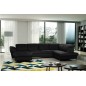 Canapé d'angle en 100% tout cuir italien de luxe 8 places convertible et coffre, DENY, noir, angle droit