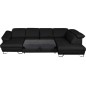 Canapé d'angle en 100% tout cuir italien de luxe 8 places convertible et coffre, DENY, noir, angle droit