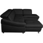 Canapé d'angle en 100% tout cuir italien de luxe 8 places convertible et coffre, DENY, noir, angle droit