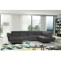 Canapé d'angle en 100% tout cuir italien de luxe 8 places convertible et coffre, DENY, gris foncé, angle droit
