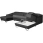 Canapé d'angle en 100% tout cuir italien de luxe 8 places convertible et coffre, DENY, gris foncé, angle droit