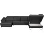 Canapé d'angle en 100% tout cuir italien de luxe 8 places convertible et coffre, DENY, gris foncé, angle droit