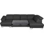 Canapé d'angle en 100% tout cuir italien de luxe 8 places convertible et coffre, DENY, gris foncé, angle droit