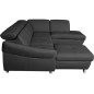 Canapé d'angle en 100% tout cuir italien de luxe 8 places convertible et coffre, DENY, gris foncé, angle droit
