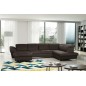 Canapé d'angle en 100% tout cuir italien de luxe 8 places convertible et coffre, DENY, chocolat, angle droit