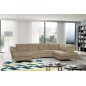 Canapé d'angle en 100% tout cuir italien de luxe 8 places convertible et coffre, DENY, beige, angle droit