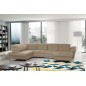 Canapé d'angle en 100% tout cuir italien de luxe 8 places convertible et coffre, DENY, beige, angle gauche