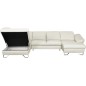 Canapé d'angle en 100% tout cuir italien de luxe 8 places convertible et coffre, DENY, blanc cassé, angle droit