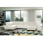 Canapé d'angle en 100% tout cuir italien de luxe 8 places convertible et coffre, DENY, blanc cassé, angle gauche