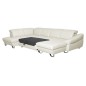 Canapé d'angle en 100% tout cuir italien de luxe 8 places convertible et coffre, DENY, blanc cassé, angle gauche