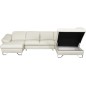 Canapé d'angle en 100% tout cuir italien de luxe 8 places convertible et coffre, DENY, blanc cassé, angle gauche
