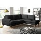Canapé d'angle convertible en cuir italien de luxe 4/5 places avec coffre, FARELI, noir, angle droit