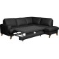 Canapé d'angle convertible en cuir italien de luxe 4/5 places avec coffre, FARELI, noir, angle droit