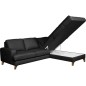 Canapé d'angle convertible en cuir italien de luxe 4/5 places avec coffre, FARELI, noir, angle droit