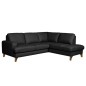 Canapé d'angle convertible en cuir italien de luxe 4/5 places avec coffre, FARELI, noir, angle droit
