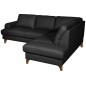 Canapé d'angle convertible en cuir italien de luxe 4/5 places avec coffre, FARELI, noir, angle droit