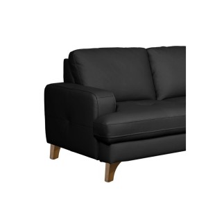Canapé d'angle convertible en cuir italien de luxe 4/5 places avec coffre, FARELI, noir, angle droit