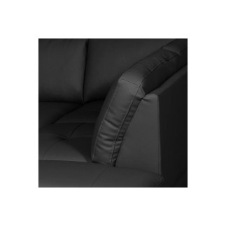 Canapé d'angle convertible en cuir italien de luxe 4/5 places avec coffre, FARELI, noir, angle droit