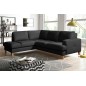 - Canapé d'angle convertible en cuir italien de luxe 4/5 places avec coffre, FARELI, noir, angle gauche