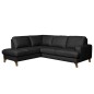 - Canapé d'angle convertible en cuir italien de luxe 4/5 places avec coffre, FARELI, noir, angle gauche