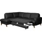 - Canapé d'angle convertible en cuir italien de luxe 4/5 places avec coffre, FARELI, noir, angle gauche