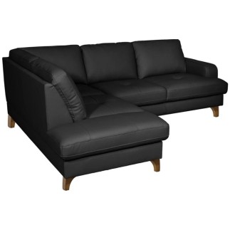 - Canapé d'angle convertible en cuir italien de luxe 4/5 places avec coffre, FARELI, noir, angle gauche