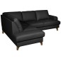 - Canapé d'angle convertible en cuir italien de luxe 4/5 places avec coffre, FARELI, noir, angle gauche