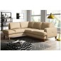 Canapé d'angle convertible en cuir italien de luxe 4/5 places avec coffre, FARELI, beige, angle gauche