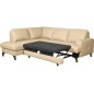 Canapé d'angle convertible en cuir italien de luxe 4/5 places avec coffre, FARELI, beige, angle gauche