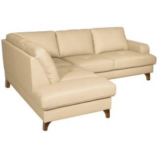 Canapé d'angle convertible en cuir italien de luxe 4/5 places avec coffre, FARELI, beige, angle gauche