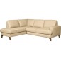 Canapé d'angle convertible en cuir italien de luxe 4/5 places avec coffre, FARELI, beige, angle gauche