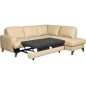 Canapé d'angle convertible en cuir italien de luxe 4/5 places avec coffre, FARELI, beige, angle droit