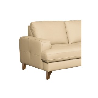 Canapé d'angle convertible en cuir italien de luxe 4/5 places avec coffre, FARELI, beige, angle droit