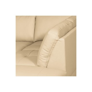 Canapé d'angle convertible en cuir italien de luxe 4/5 places avec coffre, FARELI, beige, angle droit