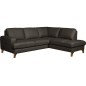Canapé d'angle convertible en cuir italien de luxe 4/5 places avec coffre, FARELI, chocolat, angle droit