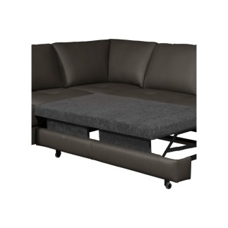 Canapé d'angle convertible en cuir italien de luxe 4/5 places avec coffre, FARELI, chocolat, angle droit