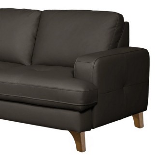 Canapé d'angle convertible en cuir italien de luxe 4/5 places avec coffre, FARELI, chocolat, angle droit