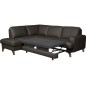 Canapé d'angle convertible en cuir italien de luxe 4/5 places avec coffre, FARELI, chocolat, angle gauche